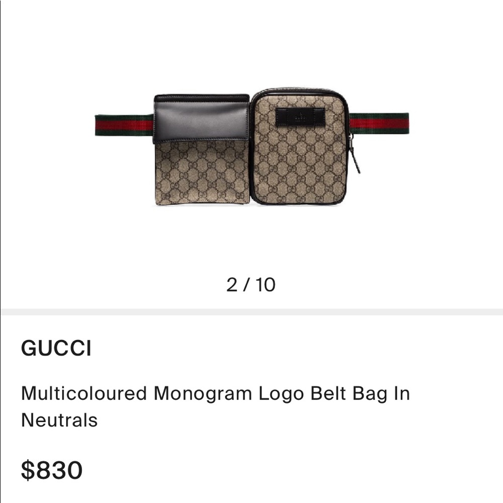 Gucci GG Supreme Monogram Two Pocket Belt Bag